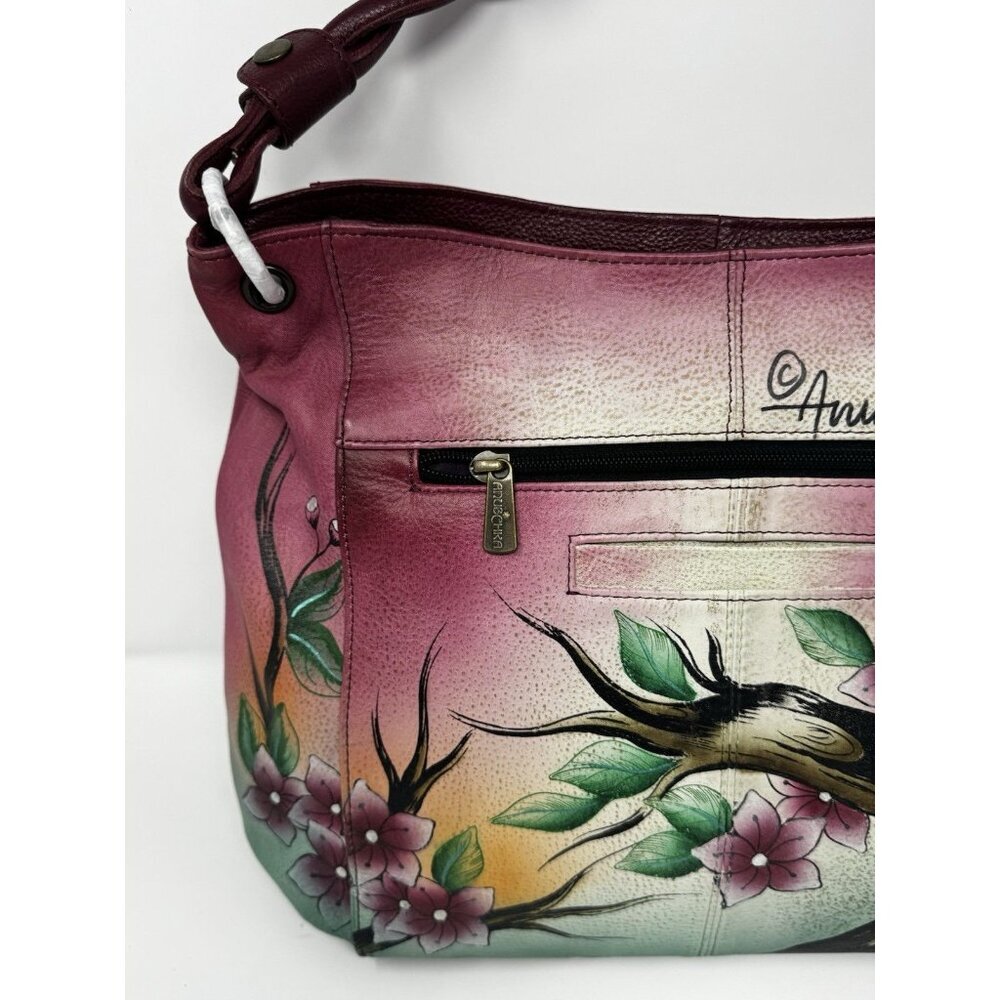 Anuschka hand-painted genuine leather hobo Peacock - Picture 10 of 16
